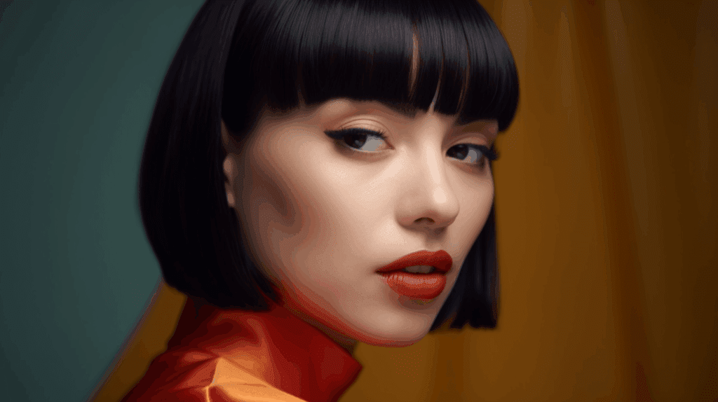 Image of woman with blunt bangs