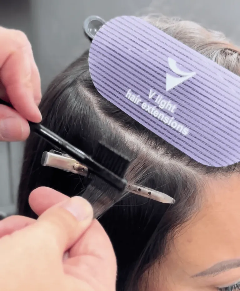V light hair extensions - UV light cure process