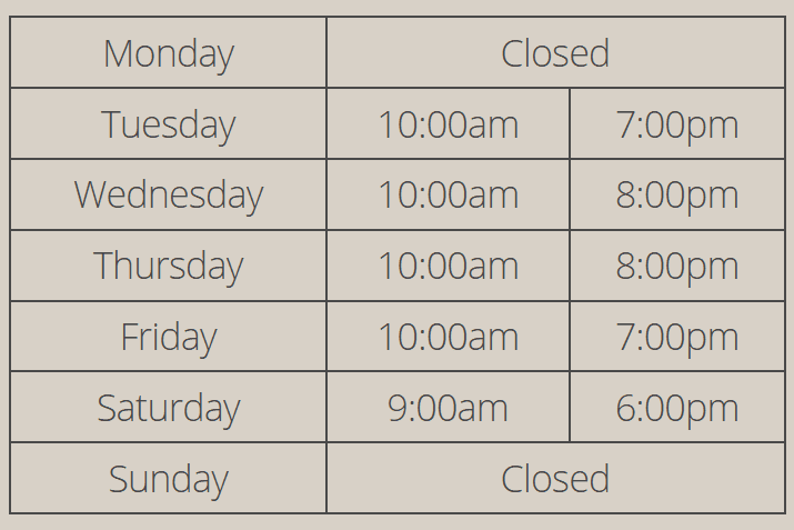 The image details the opening times for the Image London Bermondsey salon