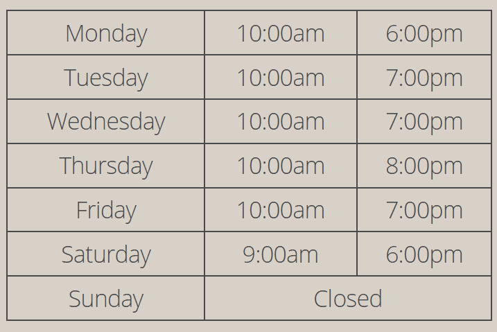 The image detailed the opening hours for the Image London Streatham Salon