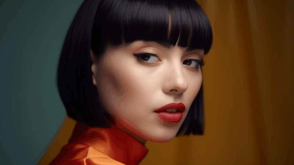 Image of woman with blunt bangs