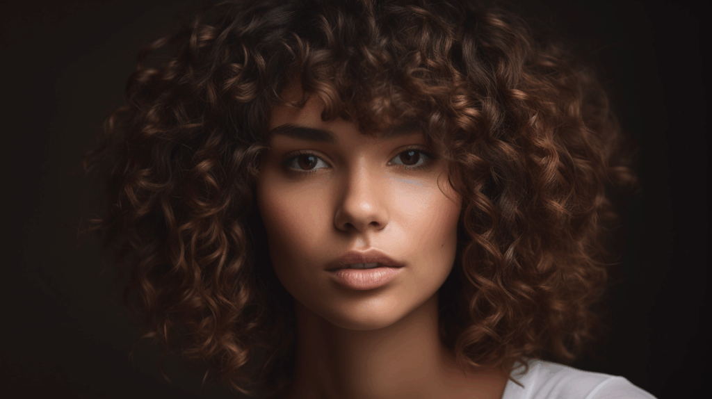 Image of a woman with Curly Bangs