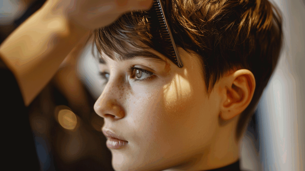 Image of a woman with hair too short for Hair Extensions