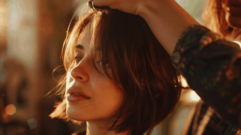 Image of a woman with minimum hair length for hair extensions