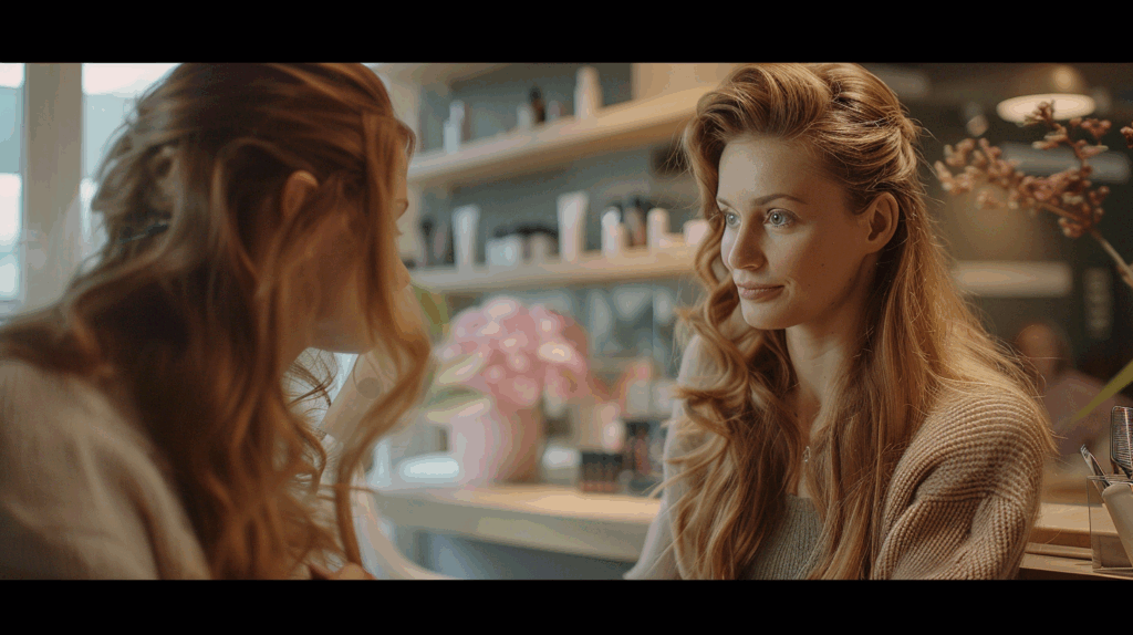 Image of a woman in a hair colour consultation