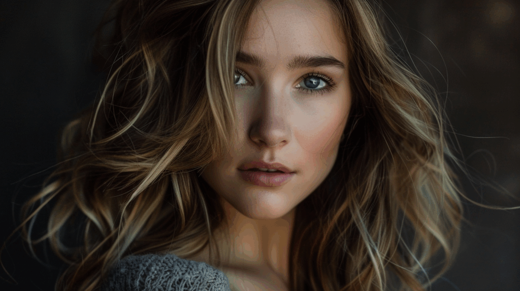 Image of a woman with both balayage and highlight techniques