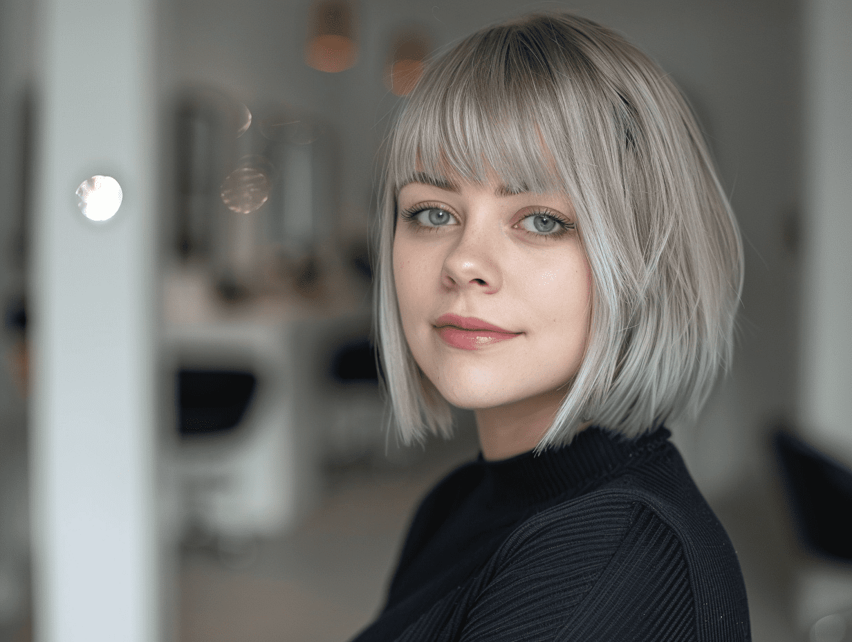 Full head colour with cut and blowdry, styled finish with soft layers and natural shine.