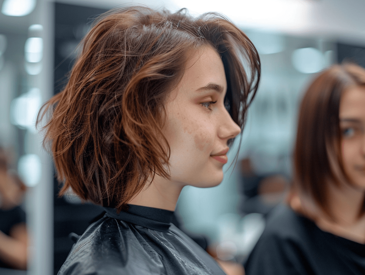 Restyle haircut showing a noticeable shape change with a modern finished blowdry.