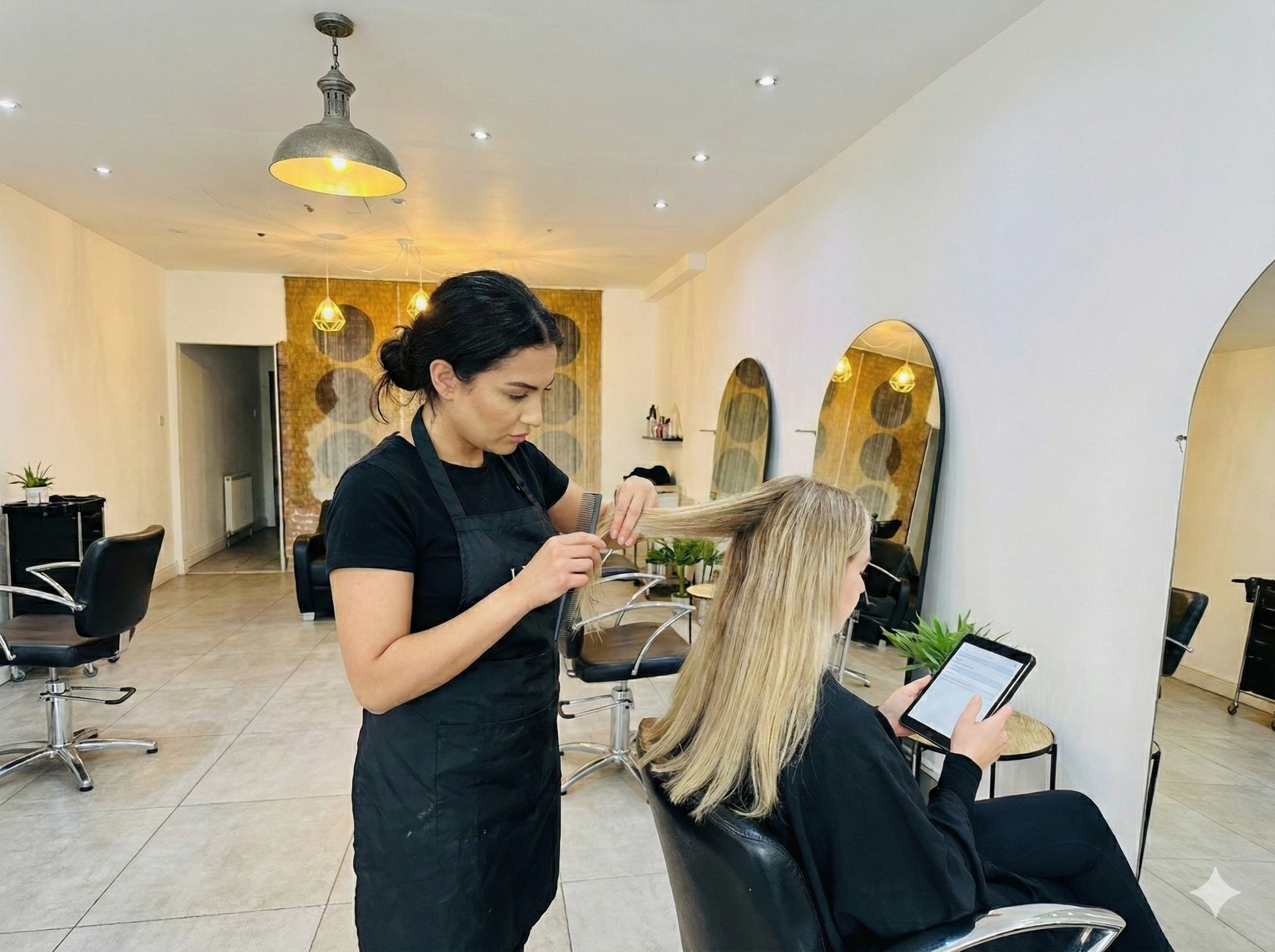 Hair assessment used to confirm pricing and appointment timing