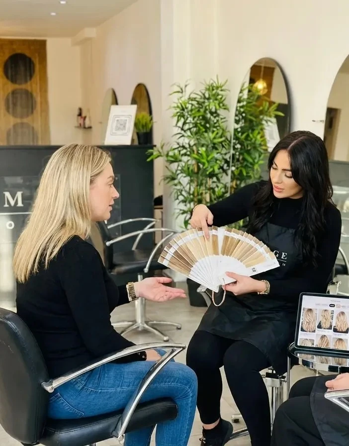 Hair extensions consultation and colour match at Image London salon